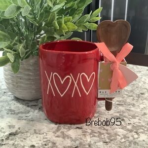 Rae Dunn Red XOXO Mug with Heart Spoon